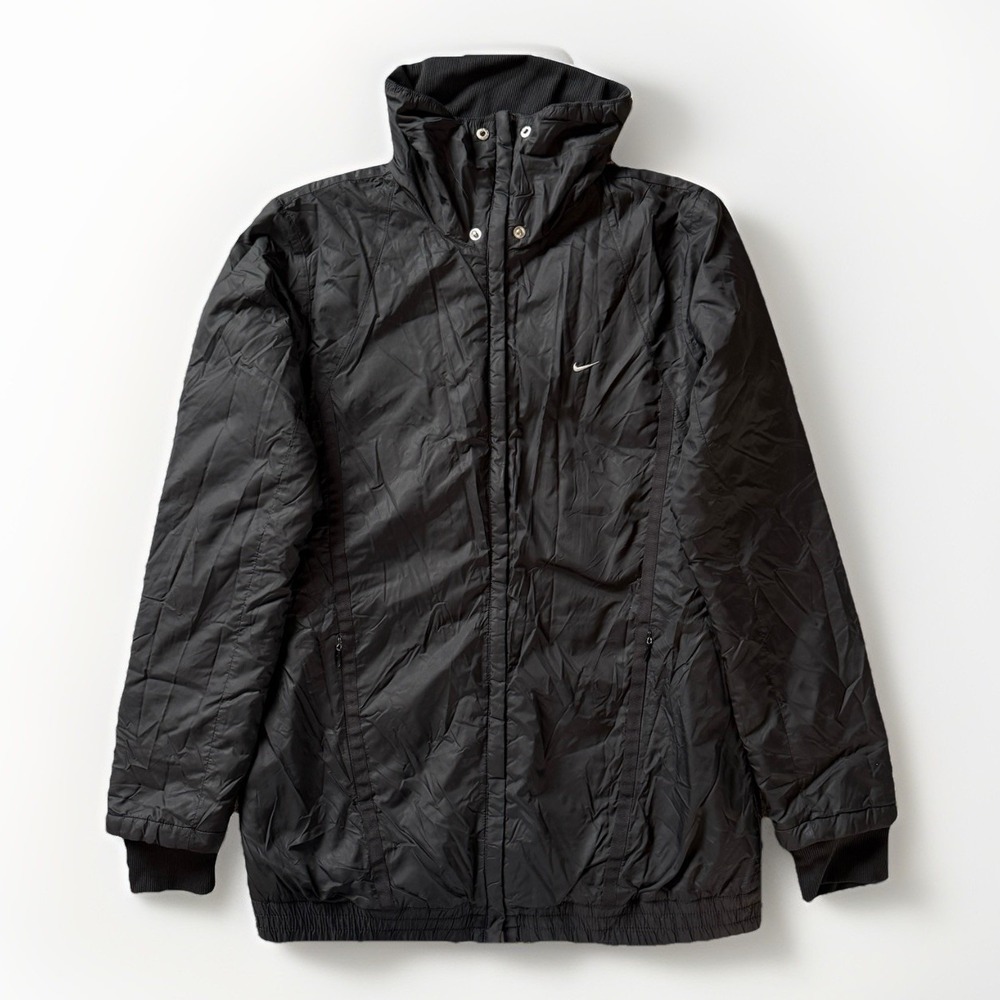 Vintage Y2K Nike Black‎ Full Zip Jacket M Swoosh Lightweight Nylon Windbreaker